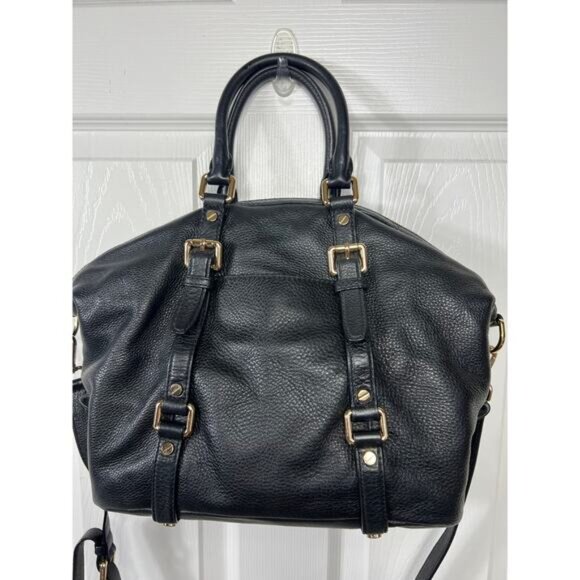 Michael Kors Bedford Black Leather Satchel Gold Hardware - Picture 7 of 12